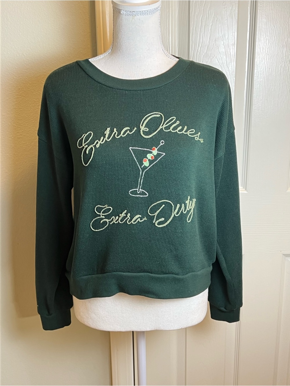 WILDFOX Embroidered Martini/Olives Sweater